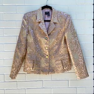MSK Vintage Jacquard Pink Blazer Gold Shimmer